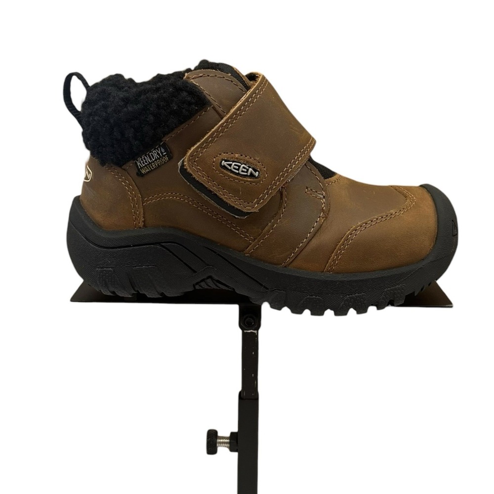 KEEN Toddler Boys Girls Waterproof Leather Boots Size 9 Brown Slip-on Mid Top